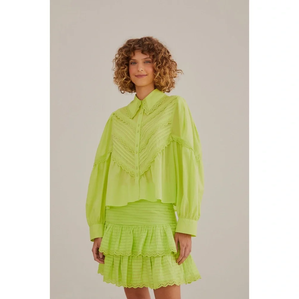 FARM Rio Neon Green Mini Skirt NWT SZ XL - Picture 1 of 15